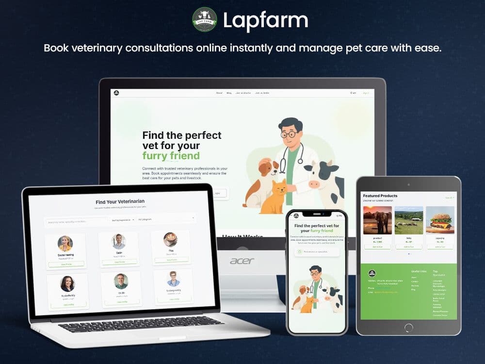 Lapfarm—Veterinary Booking & Pet Care Platform
